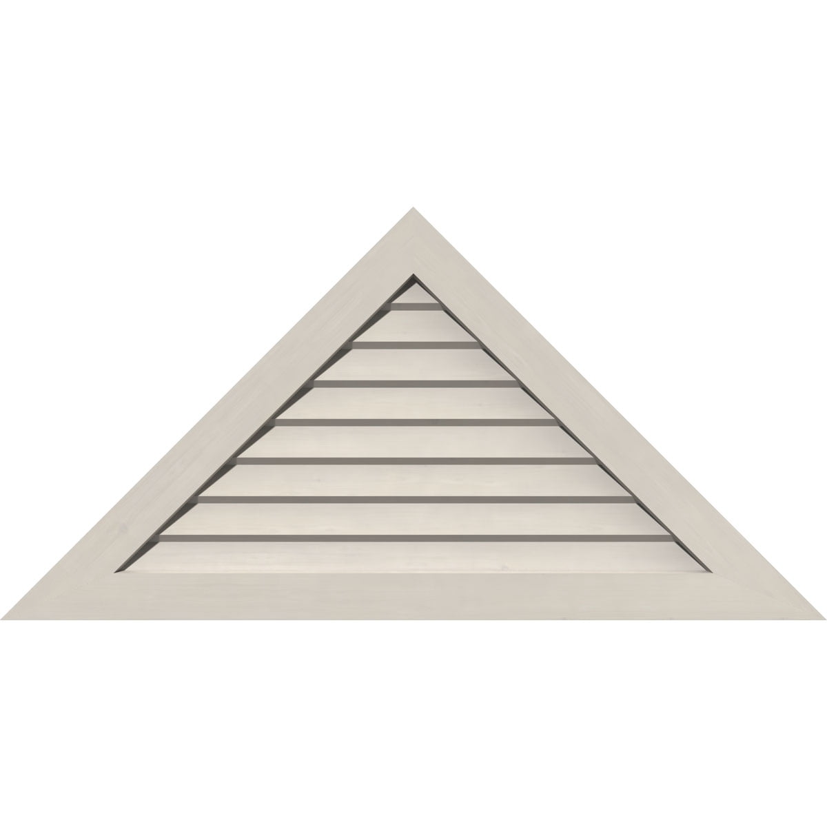 84"W x 42"H Triangle Gable Vent (96 1/8"W x 48"H Frame Size) 12/12 Pitch: Primed, Non-Functional, Smooth Pine Gable Vent w/ Decorative Face Frame