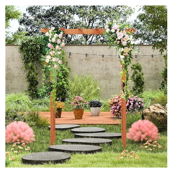 84" Wooden Garden Arbor, Plant Climbing Arch Trellis Pergola Archway Wedding Arch for Outdoor, Yard, Ceremony Christmas Decoration (Brown)