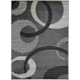thumbnail image 1 of 84 X 60 Inches Polyester Rug with Abstract Geometric Striped Rings, Gray and White- Saltoro Sherpi, 1 of 4