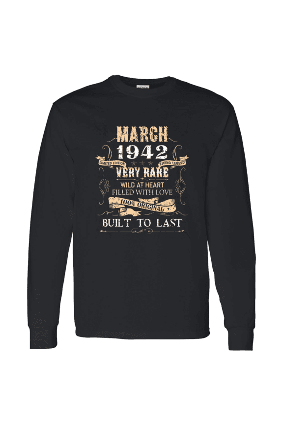 84 Years Old 84Th Birthday Legend Vintage March 1942 Bday Long Sleeve Shirt