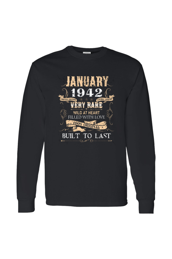 84 Years Old 84Th Birthday Vintage January 1942 Long Sleeve Shirt