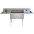 thumbnail image 1 of 84 in. 18-Gauge 2-Compartment Commercial Sink with Backsplash and 24 in. Dual Drainboards, Bowl dimensions 18"x24"x14" in Stainless-Steel (KM-SB182414-24B3), 1 of 10