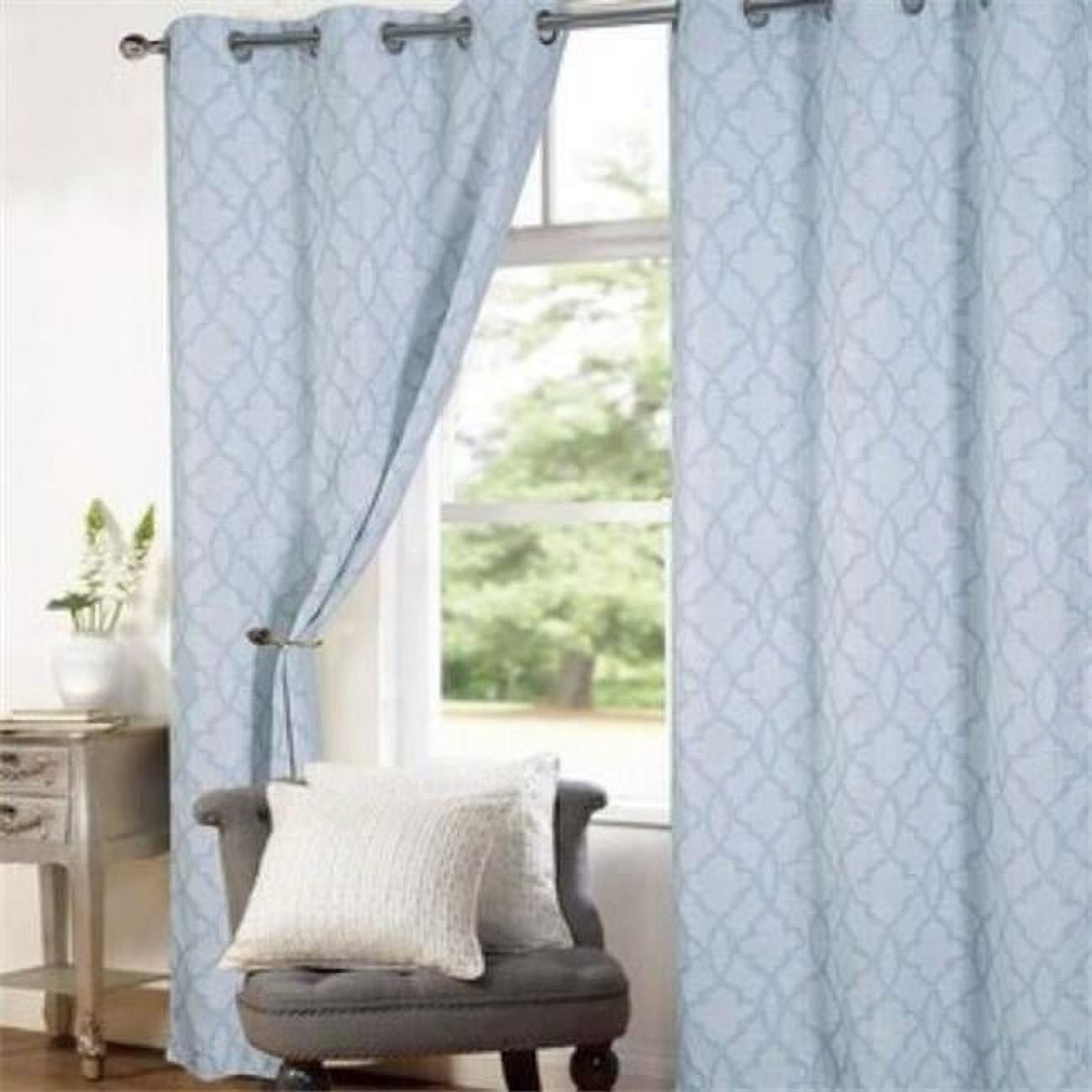 84 in. Brookfield Textured Jacquard Curtain Panel, Blue Set of 2