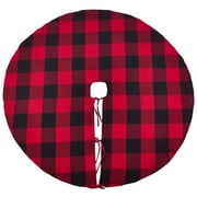 84 in. Buffalo Plaid Design Cotton Christmas Round Tree Skirt, Red