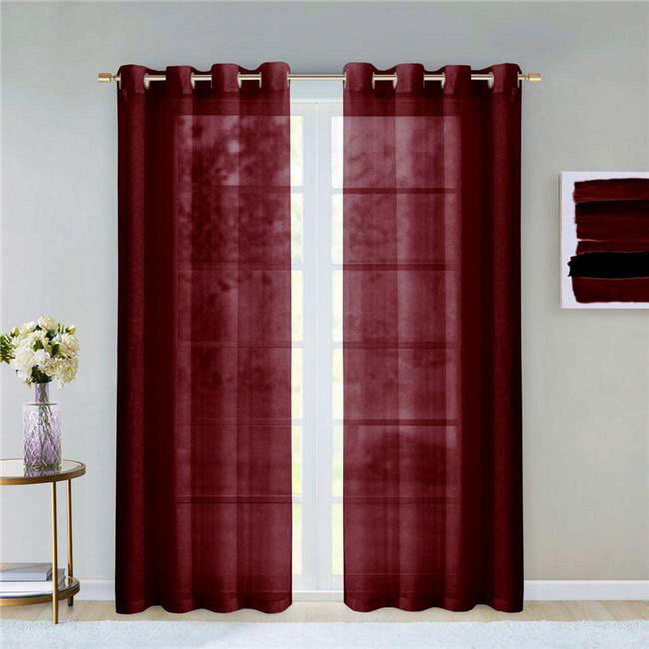 84 in. Burgundy Solid Modern Window Panels Set of 2