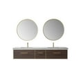 thumbnail image 1 of 84 in. Caparroso Double Sink Bathroom Vanity, Dark Walnut with Grey Sintered Stone Top & Mirror, 1 of 1