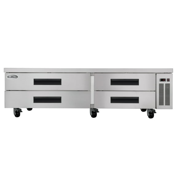 84 in. Commercial Chef Base Refrigerator Storage Cabinet for Cold Foods, Fresh Ingredients, and Condiments, Refrigerated Pull-Out Drawers, Rolling Caster Wheels, ETL Listed (KM-BR-844D)