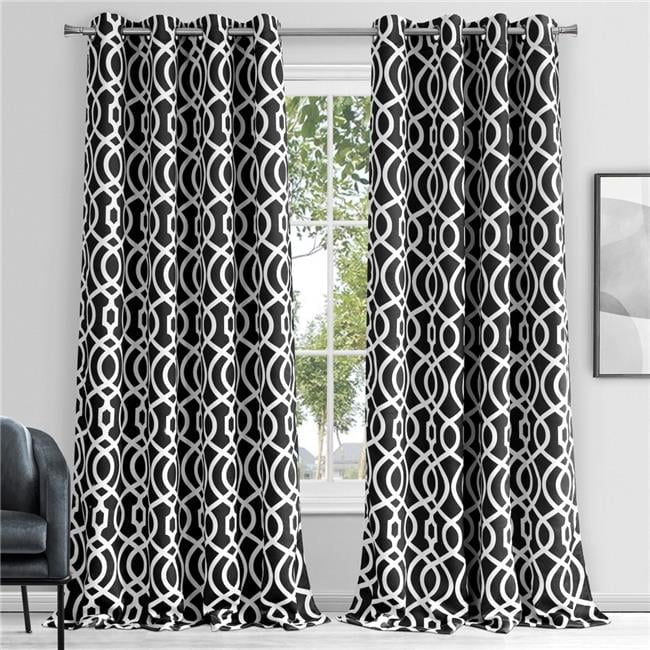 84 in. Jet Black Trellis Black Out Window Curtain Panel - Walmart.com