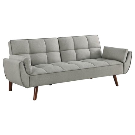 84 in. Kori Fabric Sofa Futon Bed with Tufted Back & Angled Legs, Gray