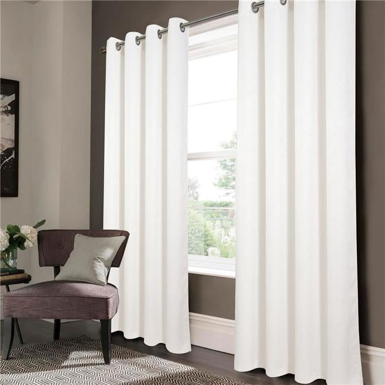 White Matte Embossed Blackout Grommet Window Panel, 52"x84"