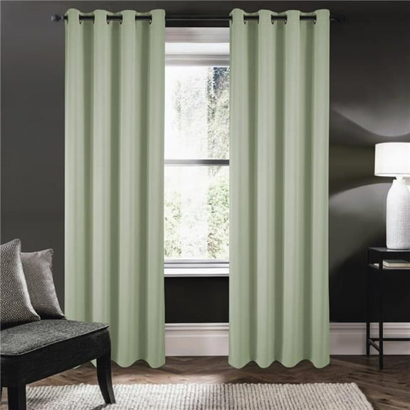 84 in. Riley 100 Percent Blackout Grommet Panels, Sage