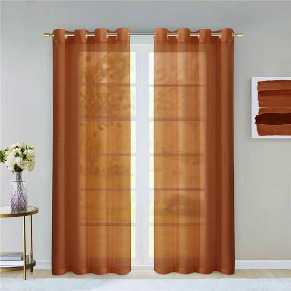 84 in. Rust Solid Modern Window Panels, Spice - Set of 2