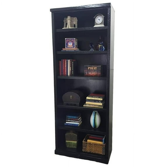 84 in. Rustic Bookcase with 4 Adjustable Wood Shelves, Rustic Light Blue