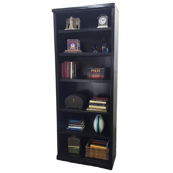 84 in. Rustic Bookcase with 4 Adjustable Wood Shelves, Yellow