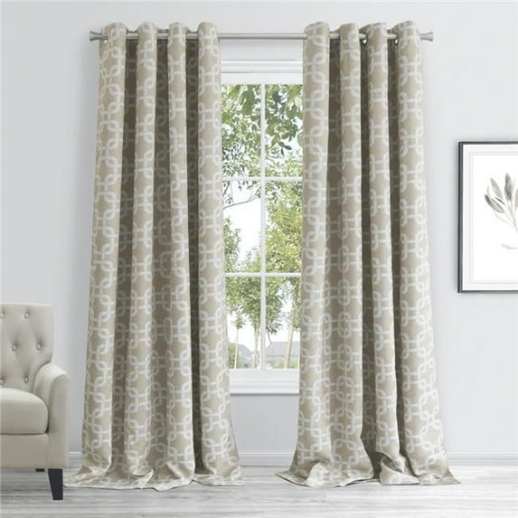 84 in. Sand Interlock Pattern Window Curtain Panel