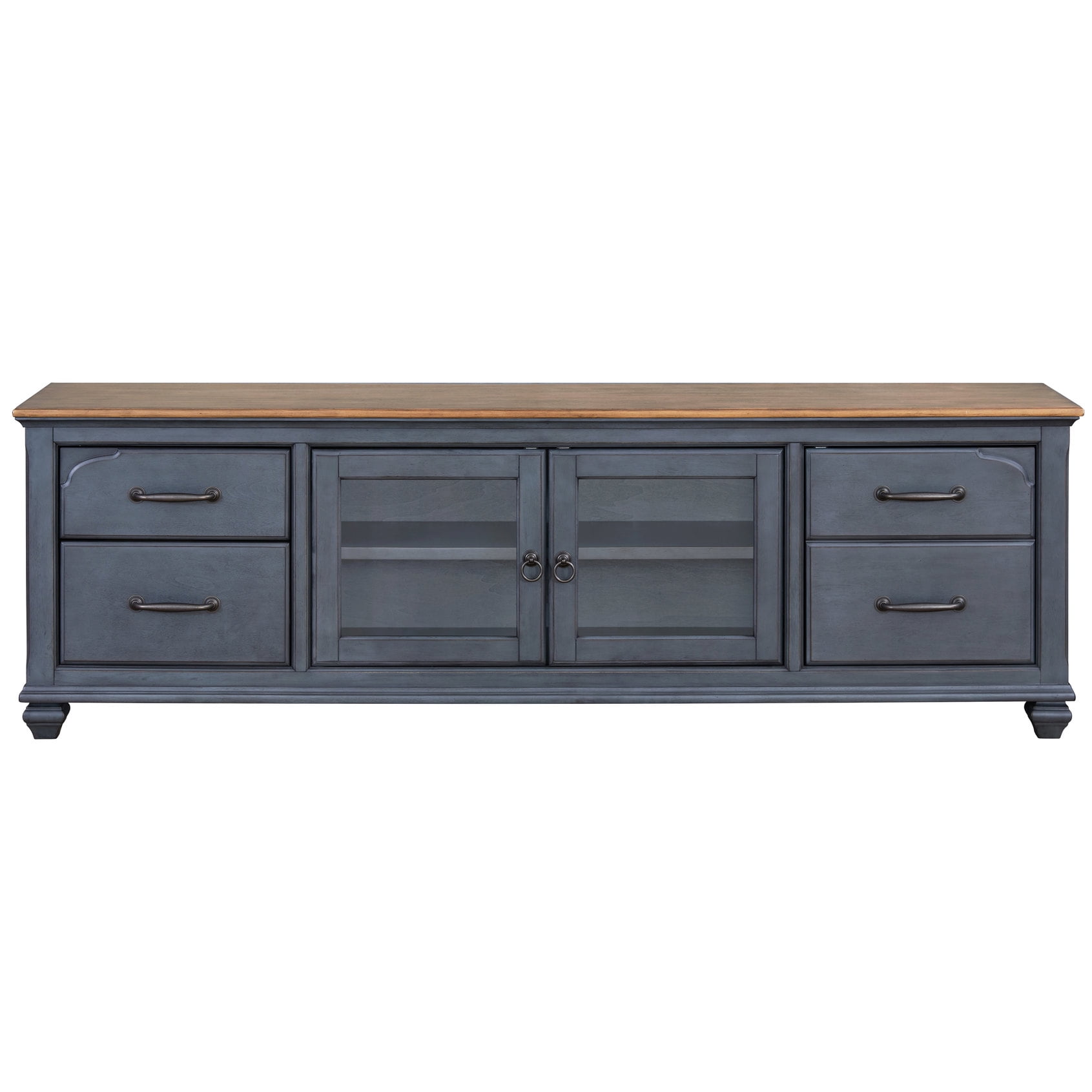 84 in TV Console, Blue Finish, Suitable for 90 - inch TVs | Fully Built ...