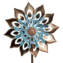 84 inch Metal Wind Spinner, Bronze Flower Shape Wind Spinner with Stable Stake, Windmill for Outdoor Yard Garden