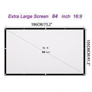 NOVELTY E 84 inch Projection Screen 16:9 HD Foldable Anti-crease Portable Projector Movies Screen for Home Theater Outdoor Indoor Support Double Sided Projection