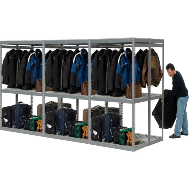 84 x 144 x 48 in. Boltless Luggage Garment Triple Combo Rack, Gray ...