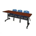 thumbnail image 1 of 84" x 24" Flip Top Mobile Training Table w/ Divider- Cherry & 3 Stack Chairs, 1 of 8