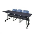 thumbnail image 1 of 84" x 24" Flip Top Mobile Training Table w/ Divider- Grey & 3 Stack Chairs, 1 of 8