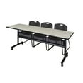 thumbnail image 1 of 84" x 24" Flip Top Mobile Training Table w/ Divider- Maple & 3 Stack Chairs, 1 of 8