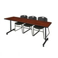 thumbnail image 1 of 84" x 24" Kobe Mobile Training Table- Cherry & 3 Zeng Stack Chairs- Black, 1 of 6