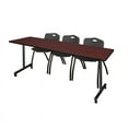 thumbnail image 1 of 84" x 24" Kobe Mobile Training Table- Mahogany & 3 'M' Stack Chairs- Black, 1 of 6