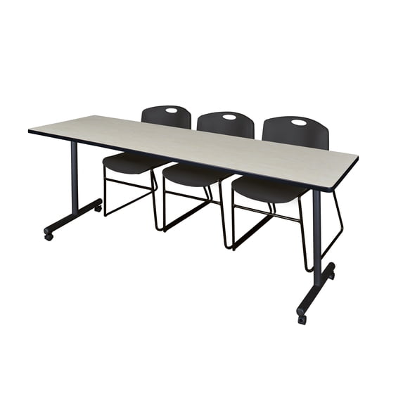 Regency Kobe Mobile Training Table with 3 Stackable Zeng Chairs