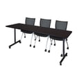 thumbnail image 1 of 84" x 24" Kobe Mobile Training Table- Mocha Walnut & 3 Apprentice Chairs- Black, 1 of 5