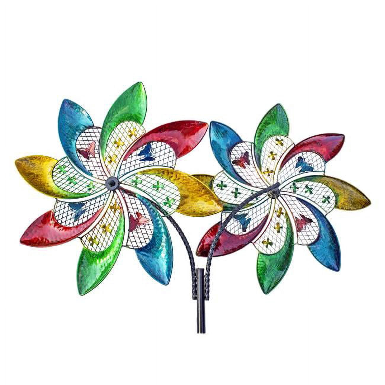 84 x 44 x 6 in. OS Home & Office Double Colorful Pinwheel Wind Spinner ...
