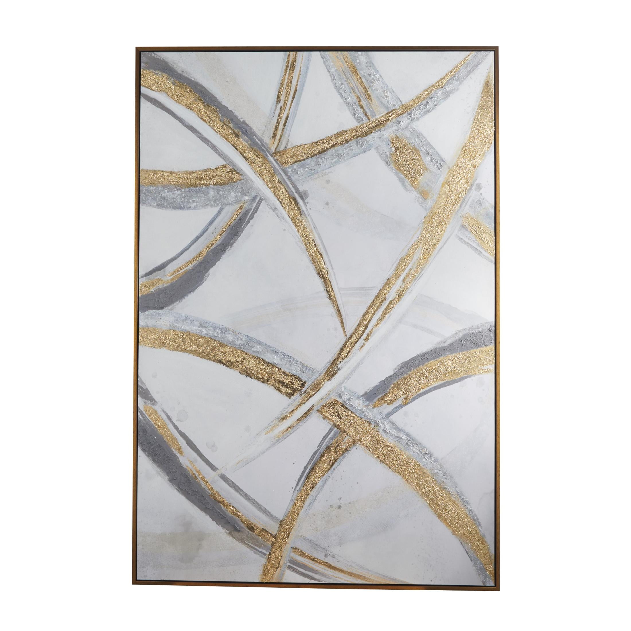 84" x 57" Abstract Framed Wall Art with Gold Frame, by DecMode