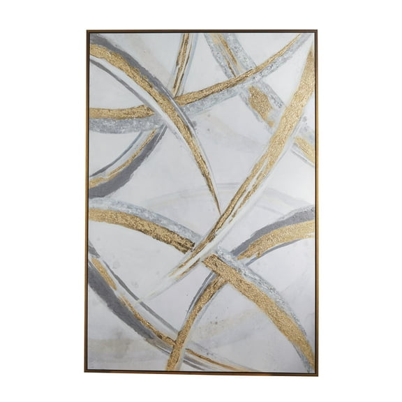 84" x 57" Abstract Framed Wall Art with Gold Frame, by DecMode