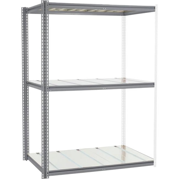 84 x 60 x 24 in. High Capacity 3 Levels Add-On Rack with Steel Deck, Gray