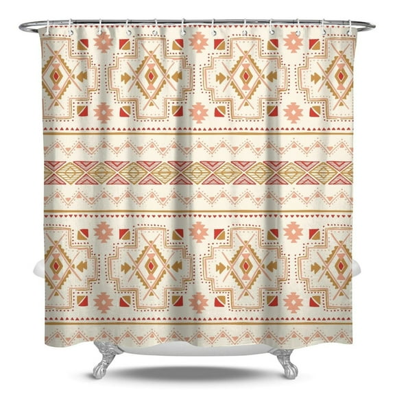 84" x 72" Boho Chic Rustic Decor Shower Curtain Waterproof with 12 Hooks Quick-Dry Bath Drape
