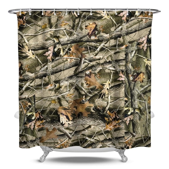 84" x 72" Camo Shower Curtain Waterproof Military Camouflage Tactical Army Woodland Jungle Desert Hunting Bathroom Curtain with 12 Hooks - Fade-Resistant Quick-Dry Machine Washable