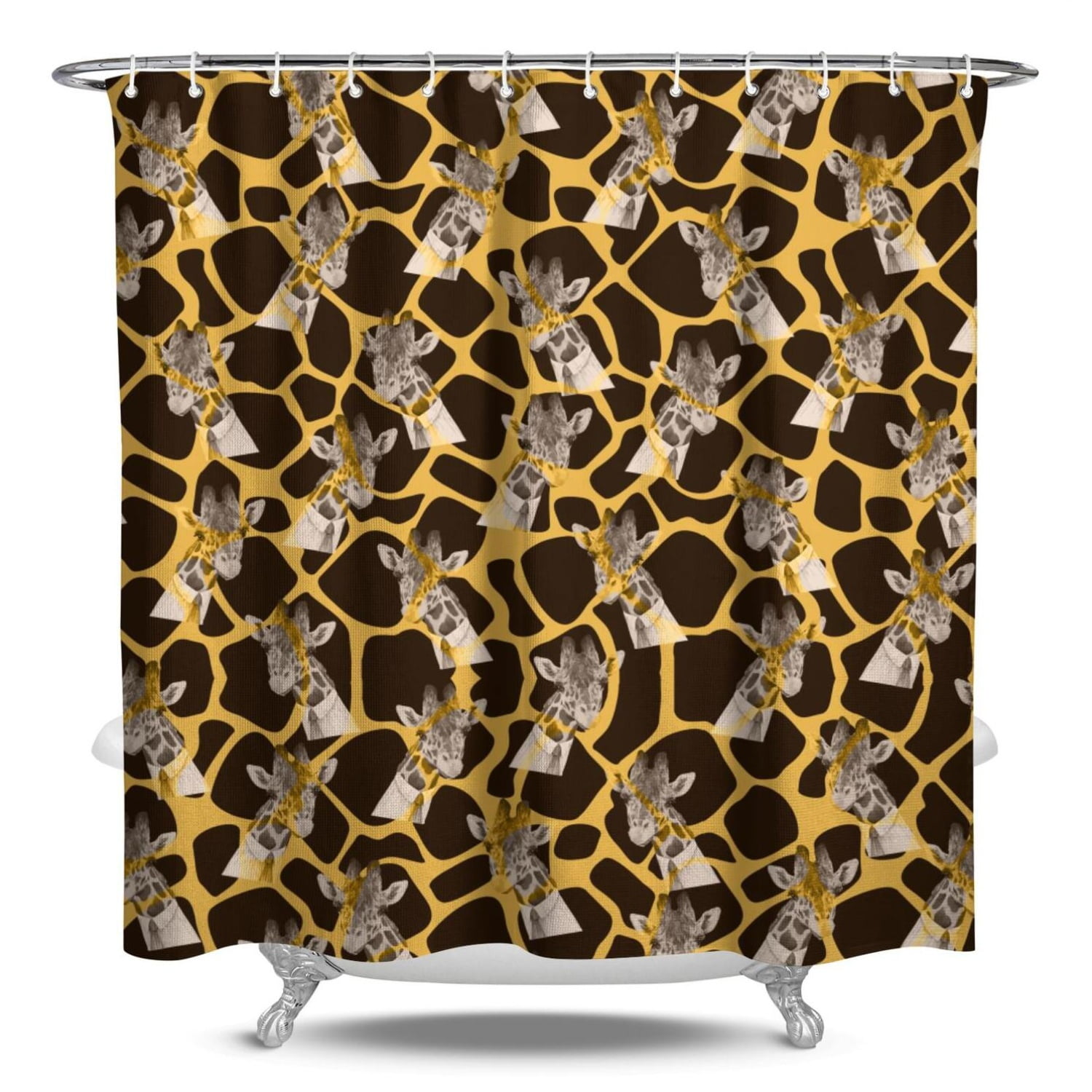 African Elephant Shower Curtain - Grey Wildlife Safari Bathroom Decor With Hooks, 70x70 Inches, Polyester Fabric