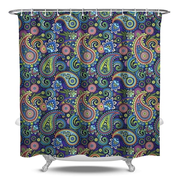 84" x 72" Hippie Retro Colorful Plaid Shower Curtain Waterproof Polyester Bathroom Decor with Hooks