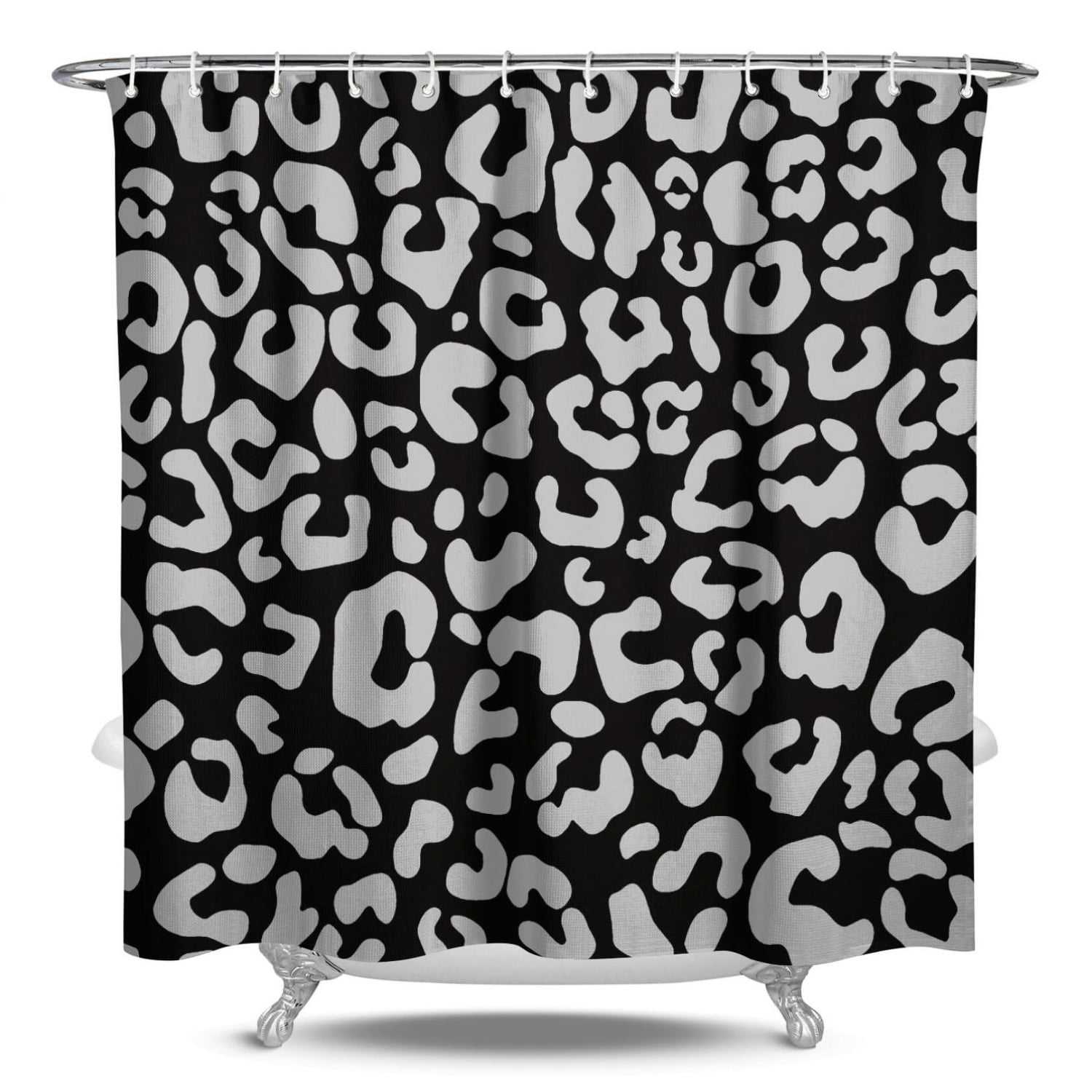 African Elephant Shower Curtain - Grey Wildlife Safari Bathroom Decor With Hooks, 70x70 Inches, Polyester Fabric