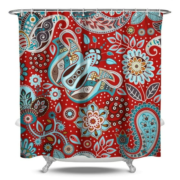 84" x 72" Paisley Shower Curtain Vintage Bohemian Ethnic Colorful Geometric Bathroom Decor Waterproof Quick Dry with Hooks