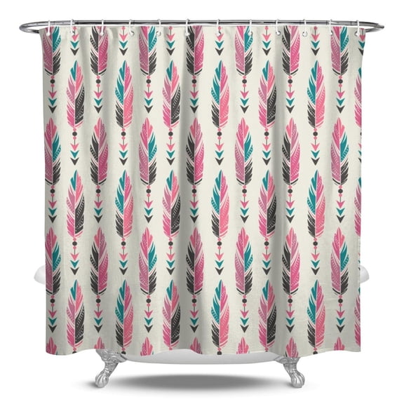 84" x 72" Symmetrical Rustic Style Nordic Shower Curtain Quick-Dry Polyester with 12 Hooks Included