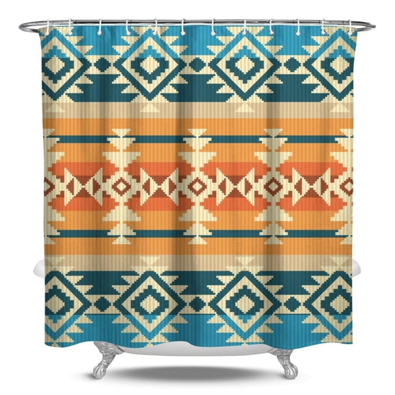 84" x 72" Vintage Hippie Retro Style Shower Curtain Premium Polyester Quick-Dry Bathroom Decor