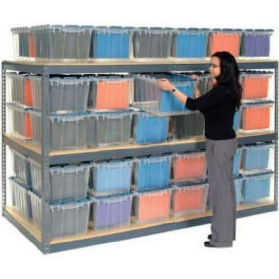 84 x 72 x 48 in. Record Storage Rack with Polyethylene File Boxes, Gray