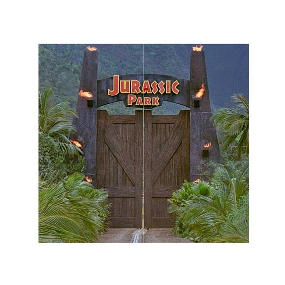 84 x 88 x 1 in. Backdrop Double Wide Jurassic World Gate Cardboard Standup
