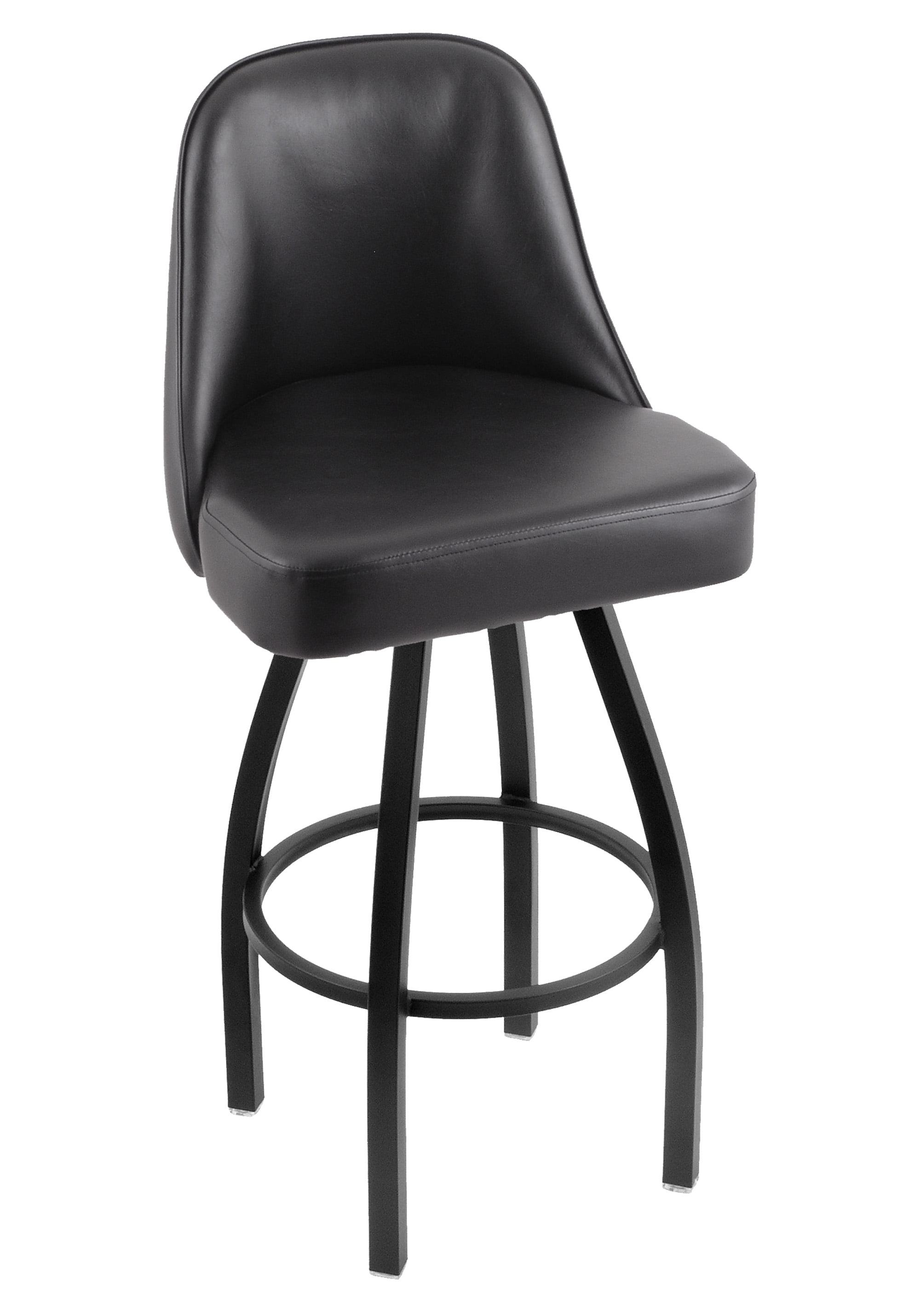 Black Wrinkle Metal Swivel Bar Stool with Faux Leather Seat