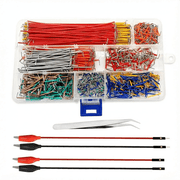 CREHNIL 840Pcs U-Shape Breadboard Jumper Wire Kit, 14 Lengths 2mm-125mm for Arduino, Includes 4Pcs 34cm Alligator Clip Test Leads