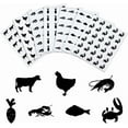 thumbnail image 1 of 840pcs 7 Styles Black Meal Stickers 1 Inch Food Choice Sticker Fish/Crab/Beef/Chicken/Carrots/Lobster/Crayfish Wedding Meal Indicator Stickers Kitchen Stickers for Place Card Party Supplies DIY, 1 of 8