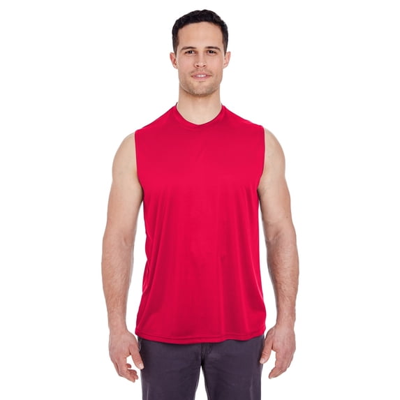 8419 Adult Cool Dry Sport Interlock Sleeveless T-Shirt - Red - 3XL