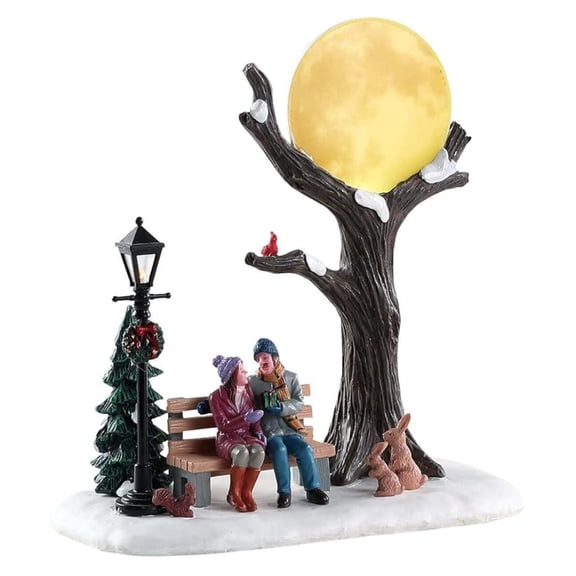 84359 - Christmas Moon - Christmas Under The Full Moon - New 2018 - Vail Village Table Pieces - Illuminated LED Polyresin Table Piece - Decoration/Christmas Decoration - Christmas World /