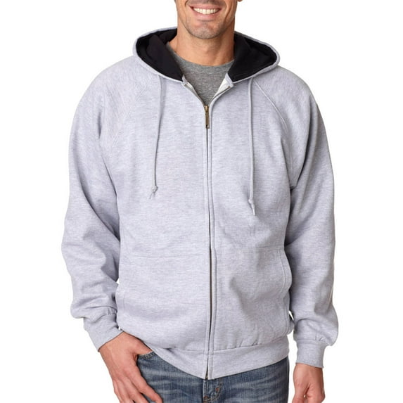 8463 Thermal-Lined Hooded Fleece -Grey/ Black Hood-X-Large
